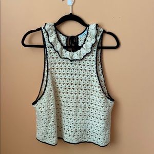 Beige Crochet tank with black details